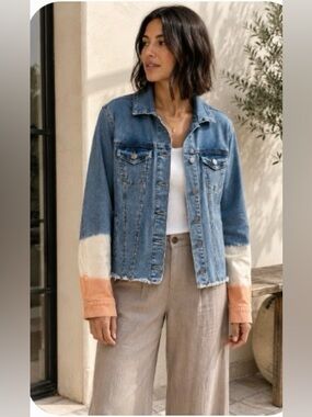 Baccini Stretch Dye Dipped Denim Jean Jacket Size M